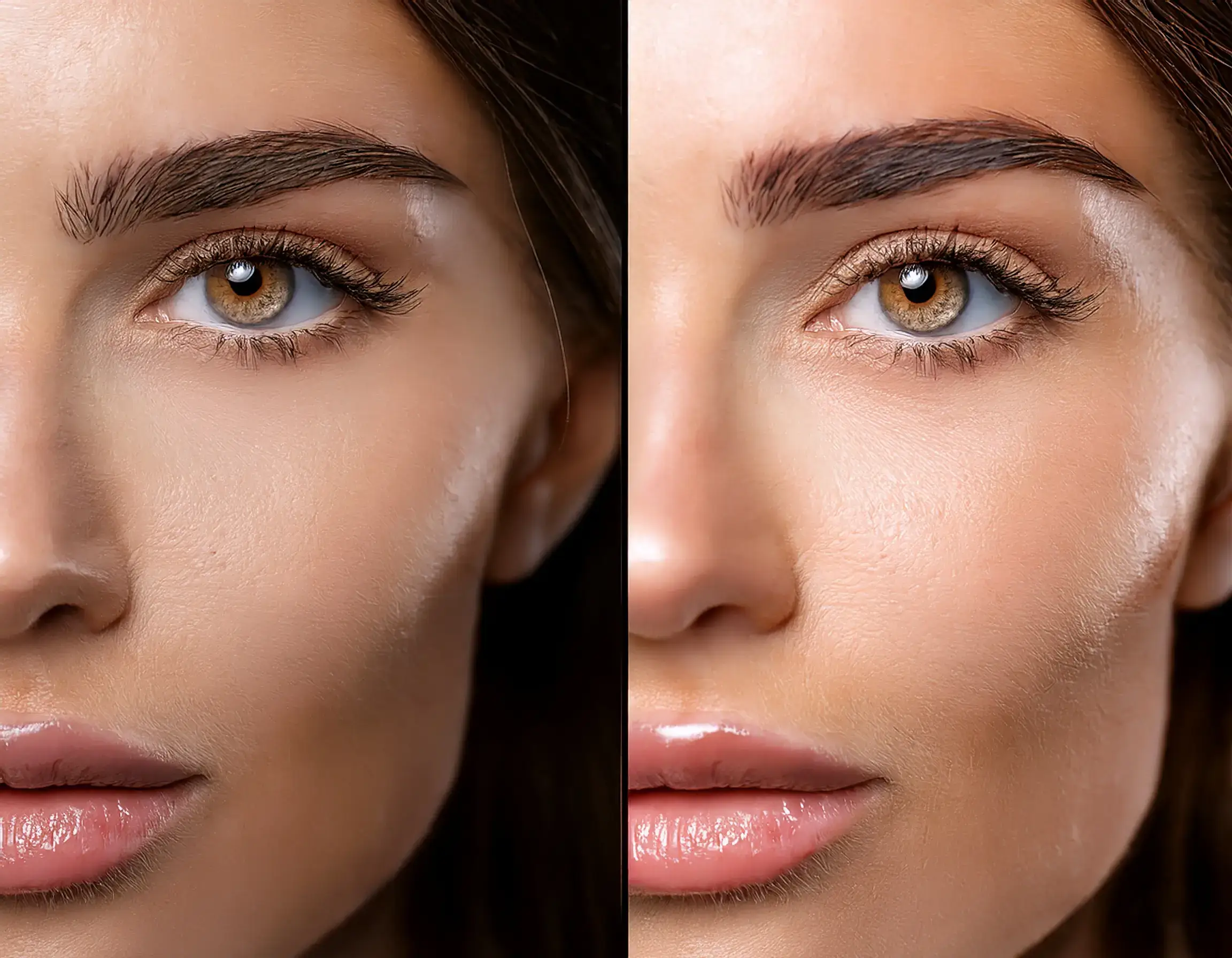 Expert Eyebrow Trimming Services in Toronto - Firefly Before and after transformation of a womans eyebrows showcasing a clean defined arch with 23
